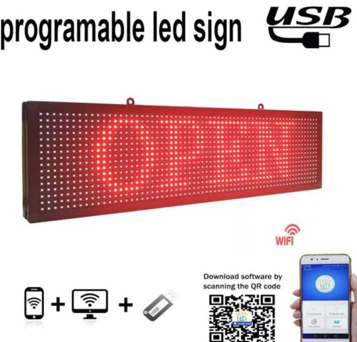 Reclama LED Exterior 200X40 200 x 40 CM Alb Rosu Verde