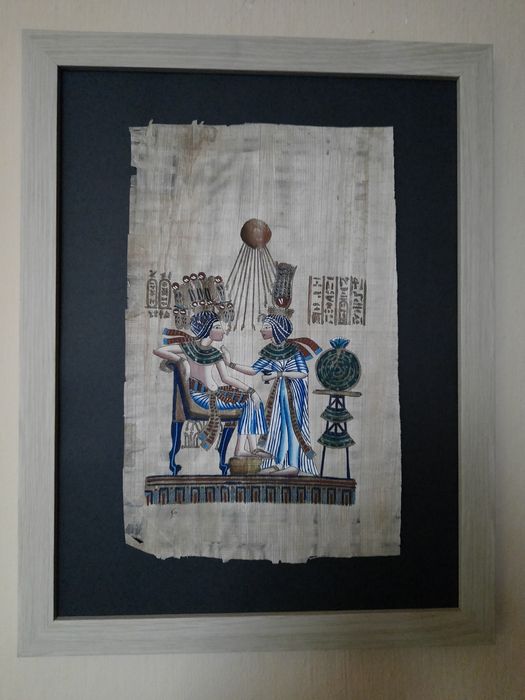 Tutankhamon si soția lui Ankhesenamun ( pictura pe papirus)