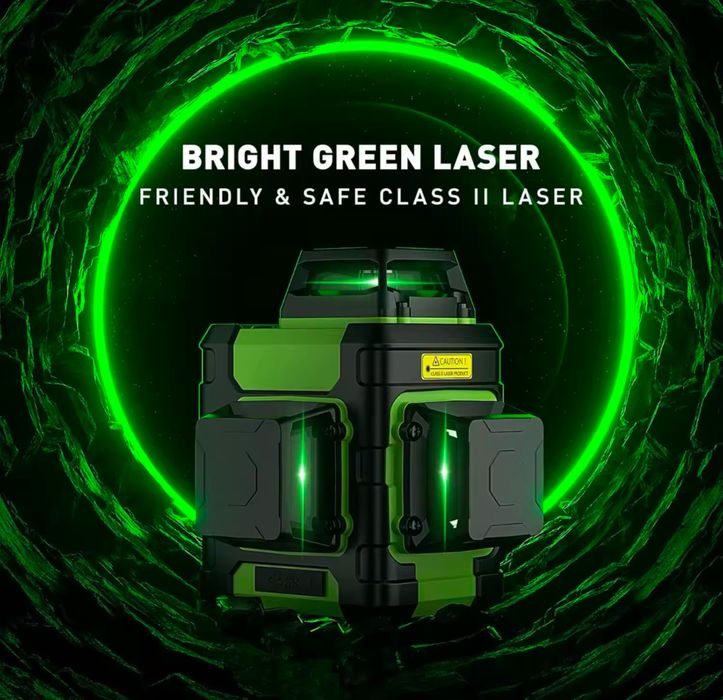 3 D Лазерен нивелир Huepar ! Зелен лъч ! 360 градуса ! Оптика Osram !