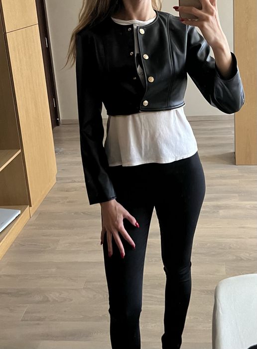 Черно кожено яке Zara