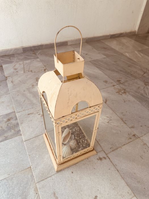 Голям винтидж фенер в стил Shabby Chic – 75 см, метал и стъкло