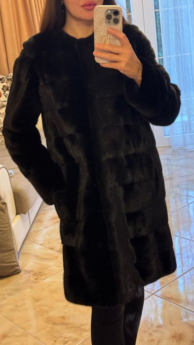 #102 Палто от норка.Nafa mink.Лукс.Визон.Естествена кожа с косъм.