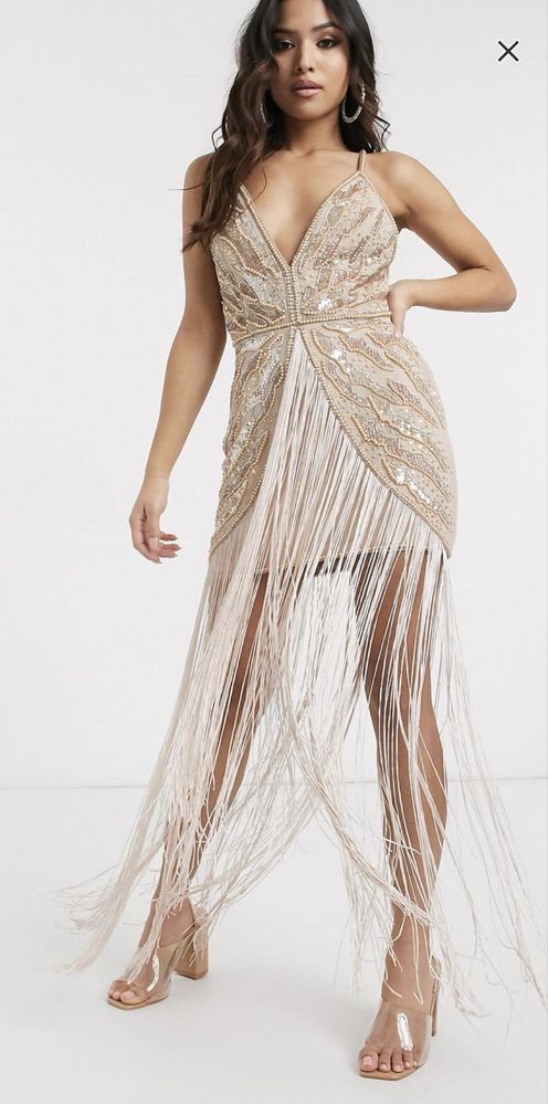 Rochie Asos bijuterie cu franjuri si paiete