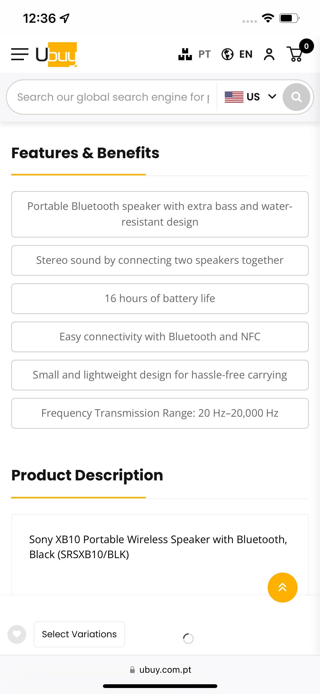 Sony SRS XB10 Bluetooth speaker