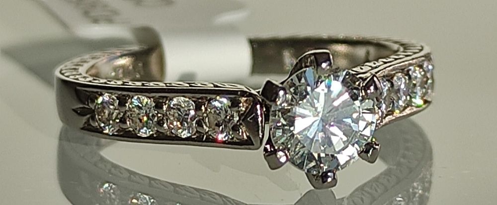 Inel logodna paladium si diamante 0.90ct mega discount Martie!