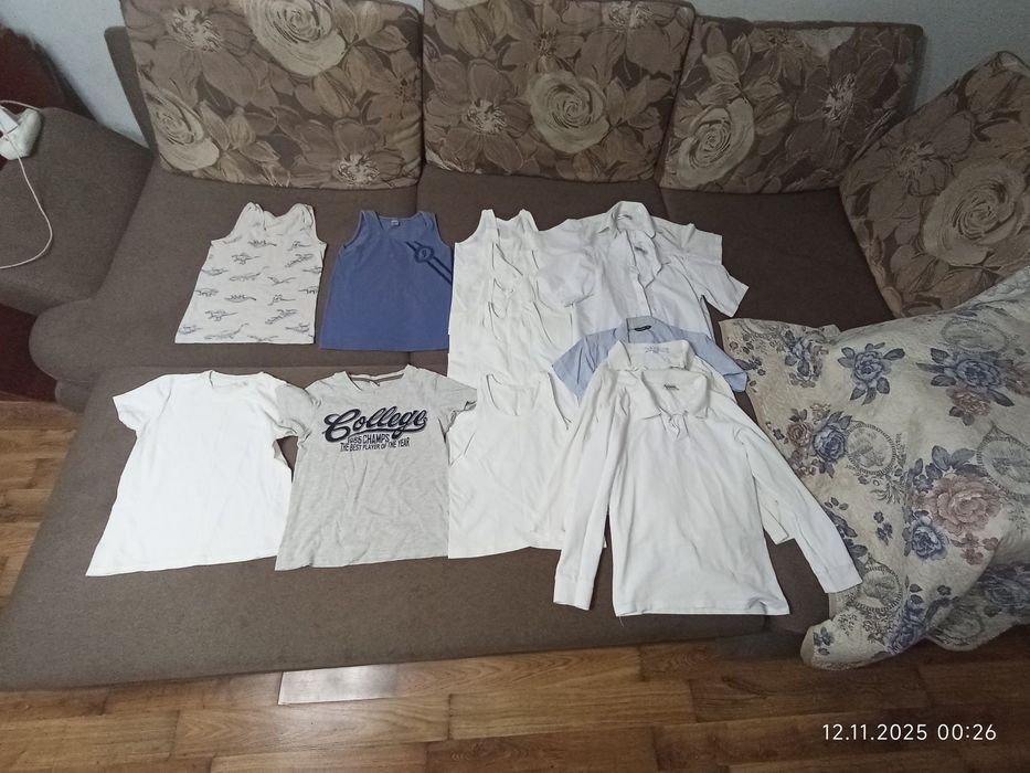 Майки белые, футболки, поло, рубашки на мальчика 8-9 лет за всё 1000тг