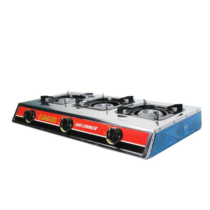 Aragaz portabil inox cu 3 arzatoare, aprindere quartz