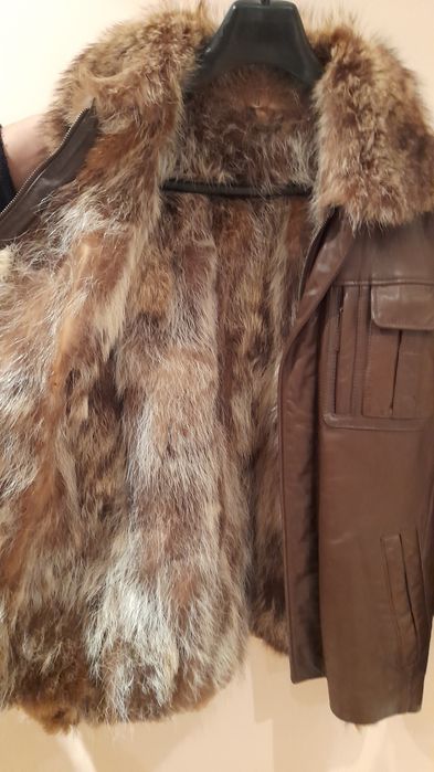 Мъжко кожено яке от естествена кожа и косъм