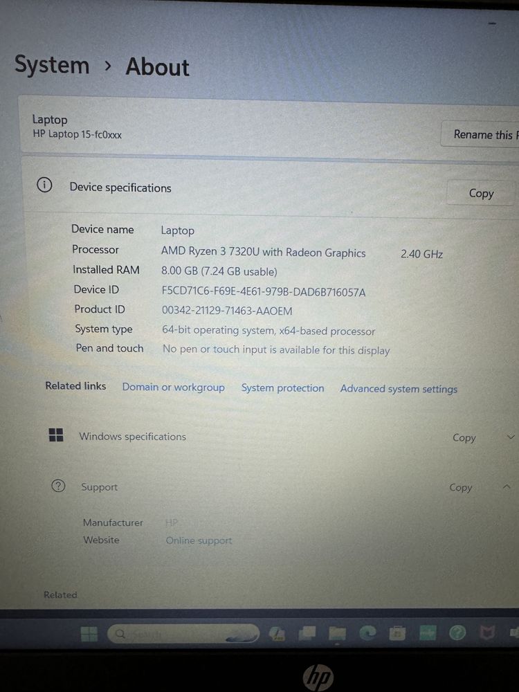 Laptop HP 15 Ryzen 7000