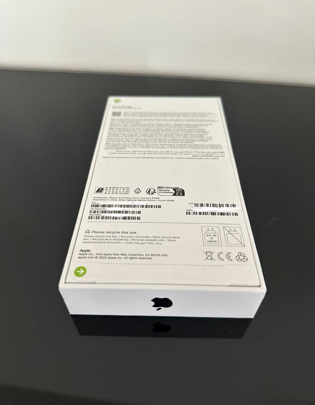 iPhone 16 Pro Max 512 GB Black Titan. Чисто нов, неактивиран, гаранция