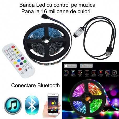 Banda LED Rgb 3m  5m 10m 15m Bluetooth Control si telecomanda 24 TASTE