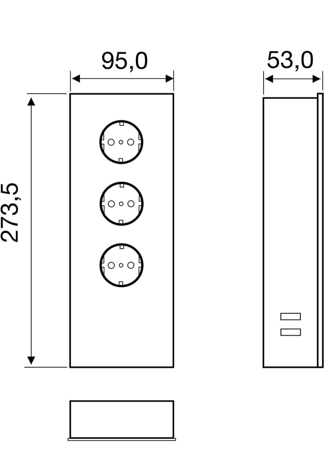 Triplu stecker incorporabil în perete/mobilier nou