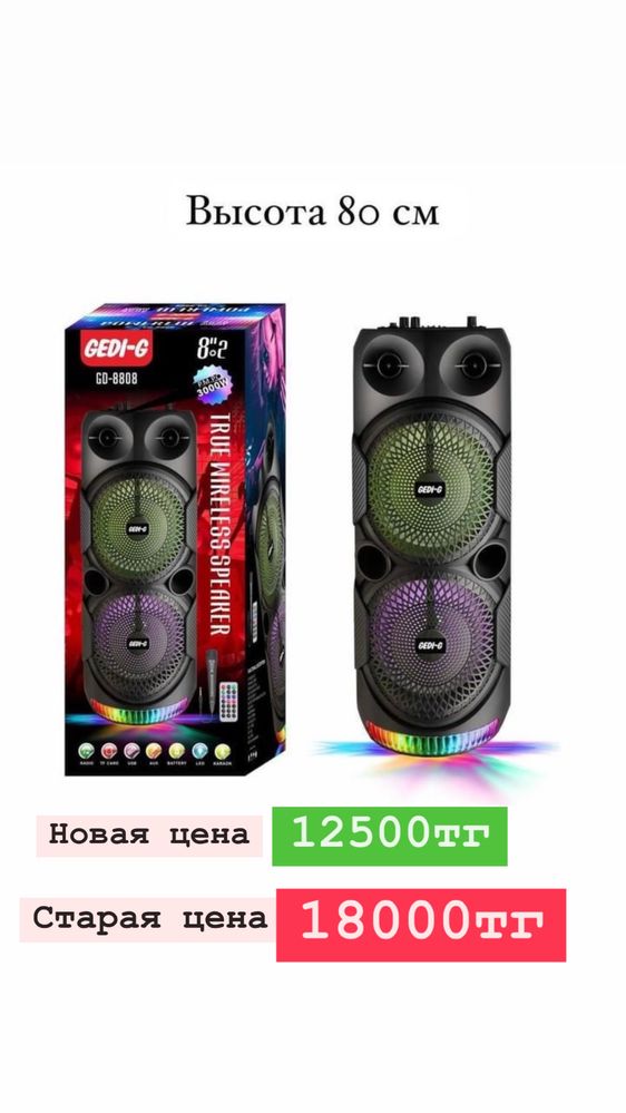 КОЛОНКА на природу с микрофоном и встроенным аккумулятором