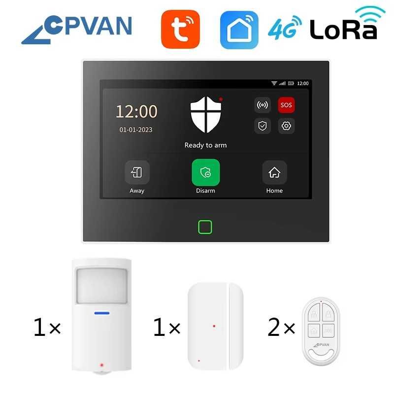 Алармена система CPVAN CP10 Pro LoRa 4G WiFi Tuya 5000mAh + подарък