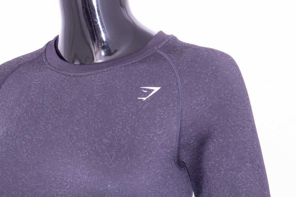 Gymshark оригинален клин петролен висока талия и сив кроп топ фитнес