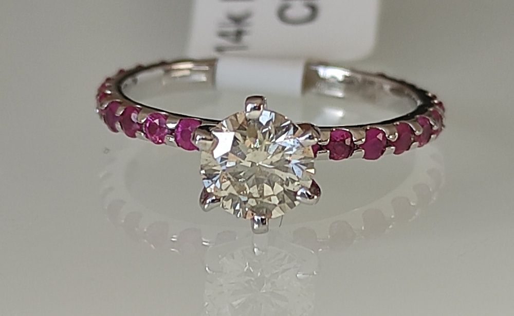 Inel aur 14k cu diamante si safire 1.31ct