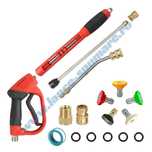Set pistol presiune aparat spalat si lanci apa + set 5 duze