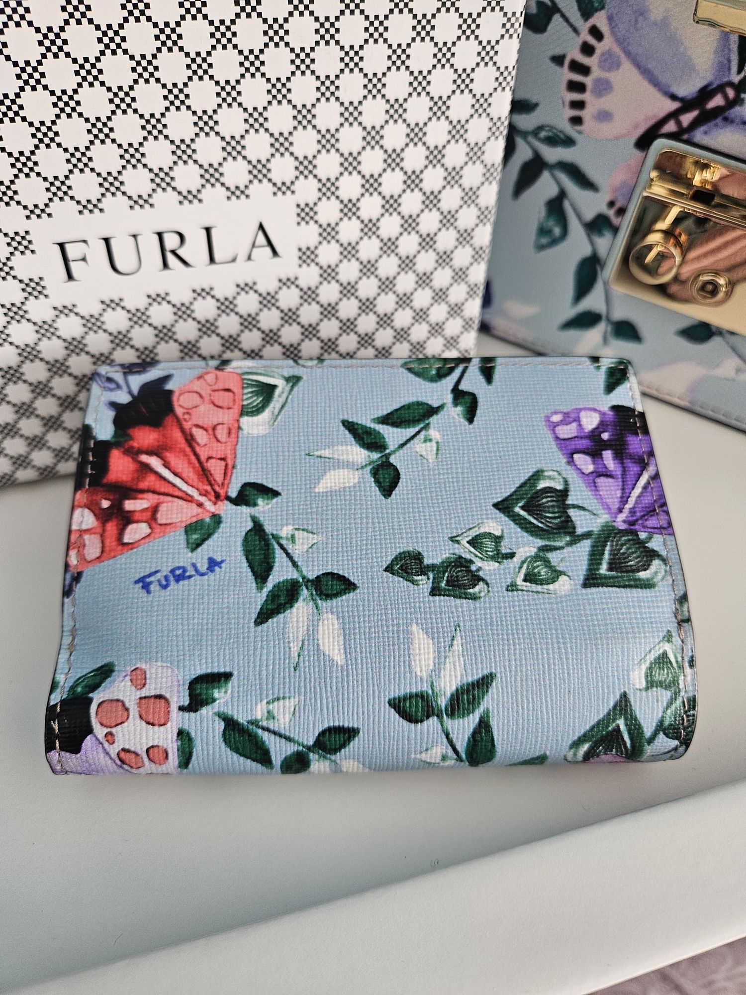 Set Furla Metropolis top handle butterfly print #fiordaliso