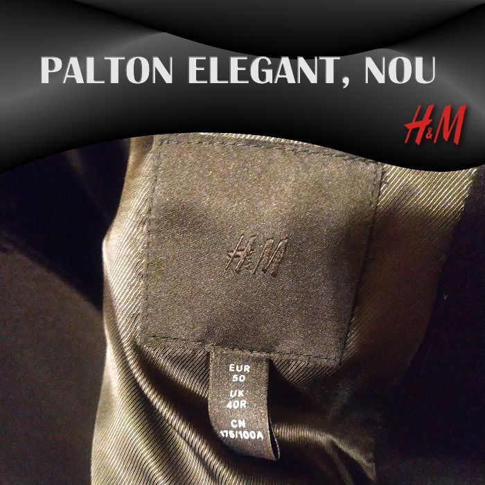 Palton H&M elegant, NOU, cu eticheta, amestec lana, marimea 50 (M)