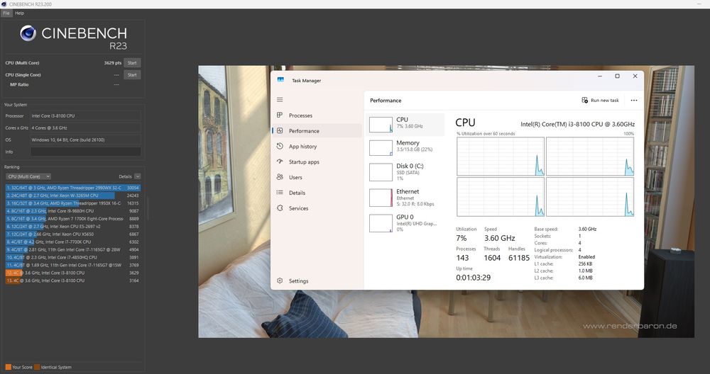Procesor Intel i3-8100 (4 C, 4T), 3.6 GHz, LGA 1151, Testat, perfect