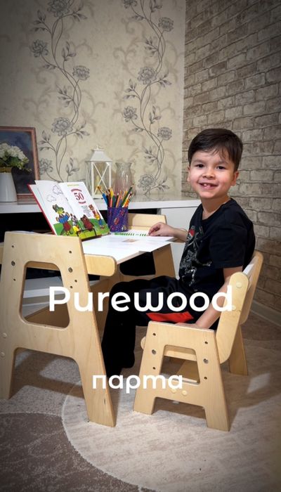 Детский комплект стол , стул 3в1 из ЭКО фанеры