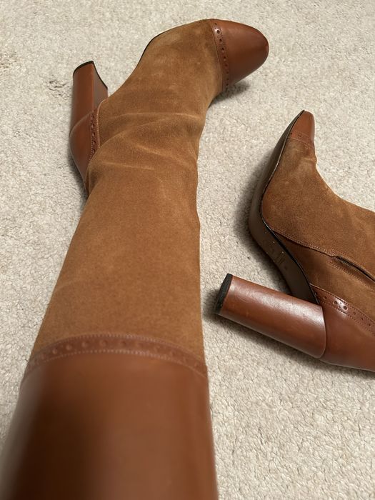 Cizme piele naturala si intoarsa suede Massimo Dutti