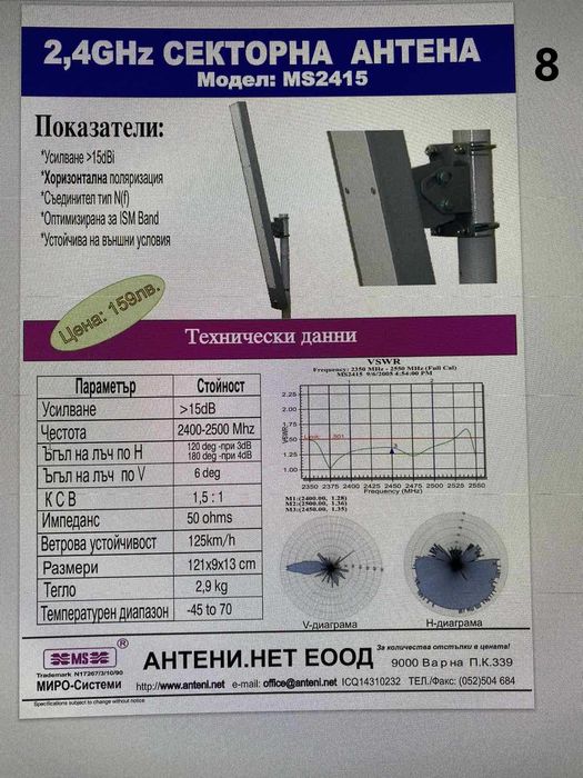 Секторна Антена 2.4GHz/Секторна Антена 5GHz