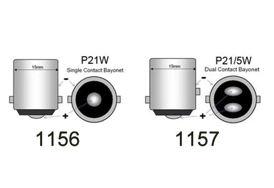2x LED cu 1 sau 2 faze P21W sau P21/5W, cu 2 sau 4 benzi LED, alb rece