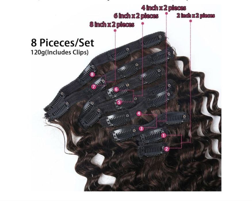 Extensii ondulate maro inchis 60cm 8bucati