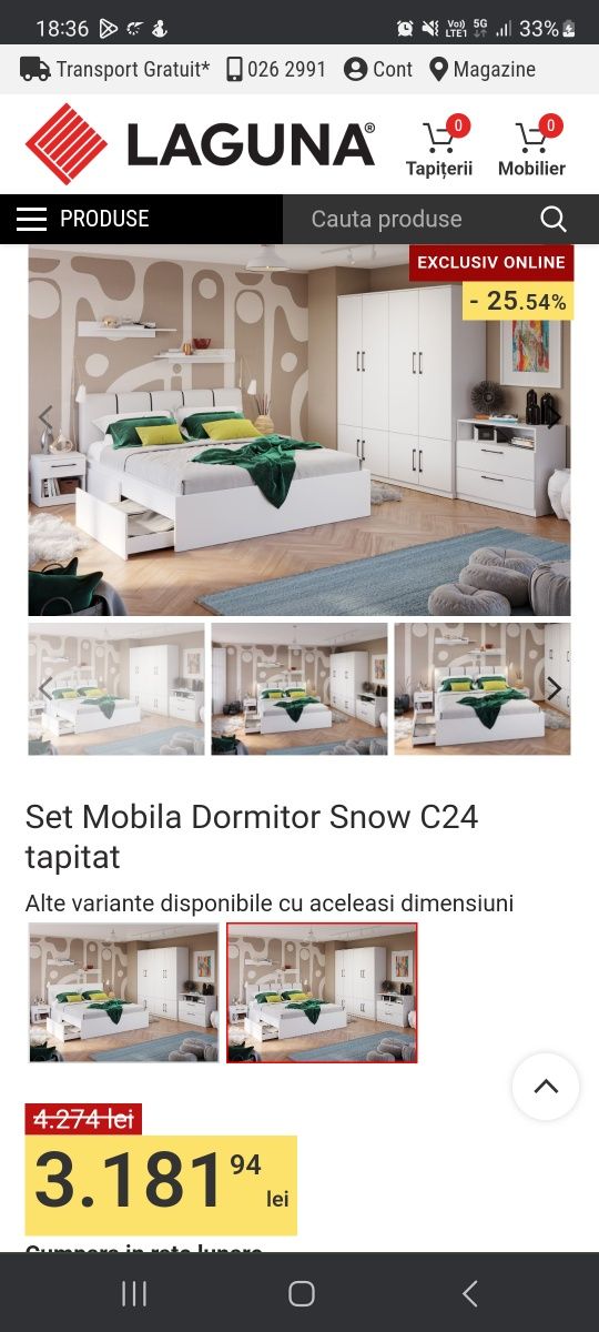 Set dormitor Snow C24 de la Laguna