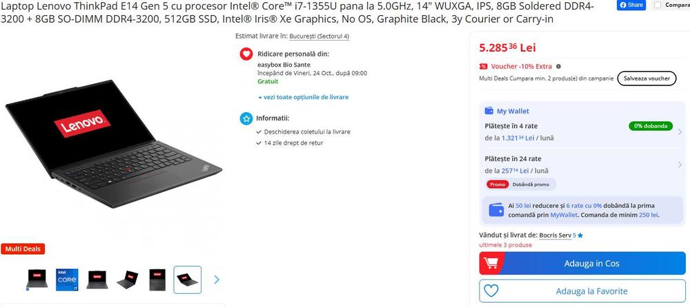 Laptop Lenovo ThinkPad E14 i7-1165G7 16GB DDR4 1TB SSD 14 inch - NOU