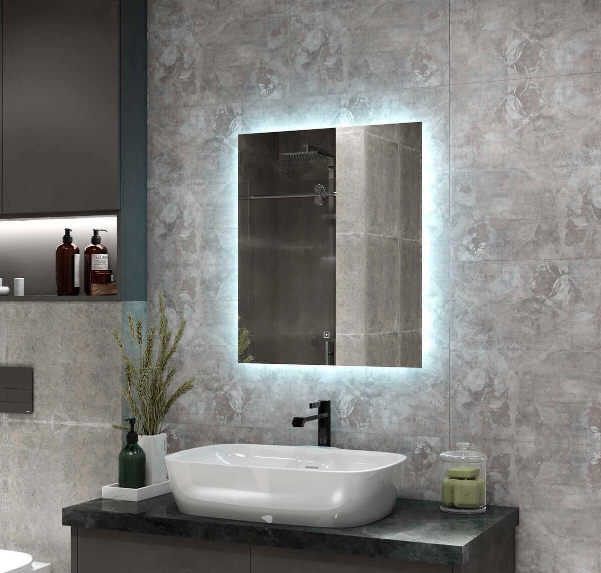 Зеркало с подсветкой в ванную комнату. Настольное зеркало.