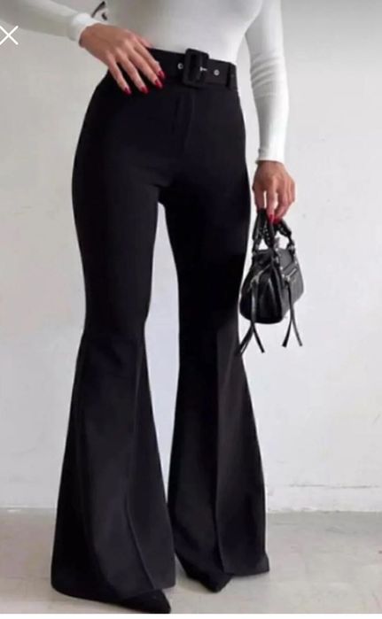 Черен панталон с колан