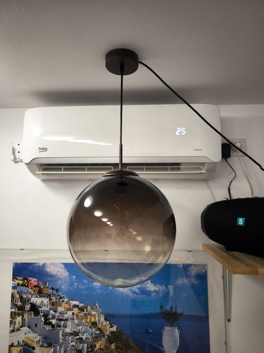 corp iluminat modern  suspensie glob fumuriu 30 cm