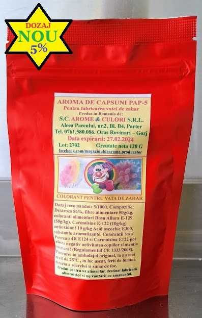 Colorant Aromatizat pentru Vata de Zahar cu aroma de Capsuni, 120g