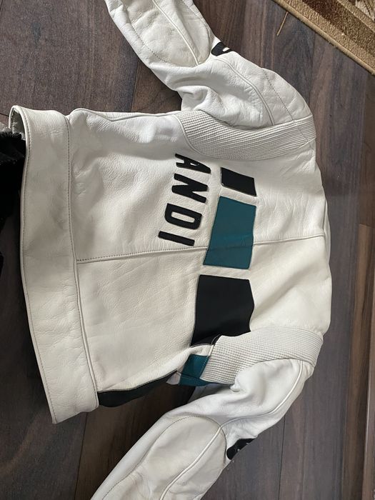 Costum motocicletă piele, geacă + pantaloni, mărimea 50