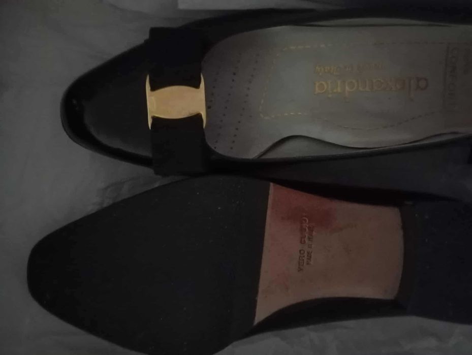 Pantofi din piele+lac piele naturala negri, integral piele, 23,5 cm