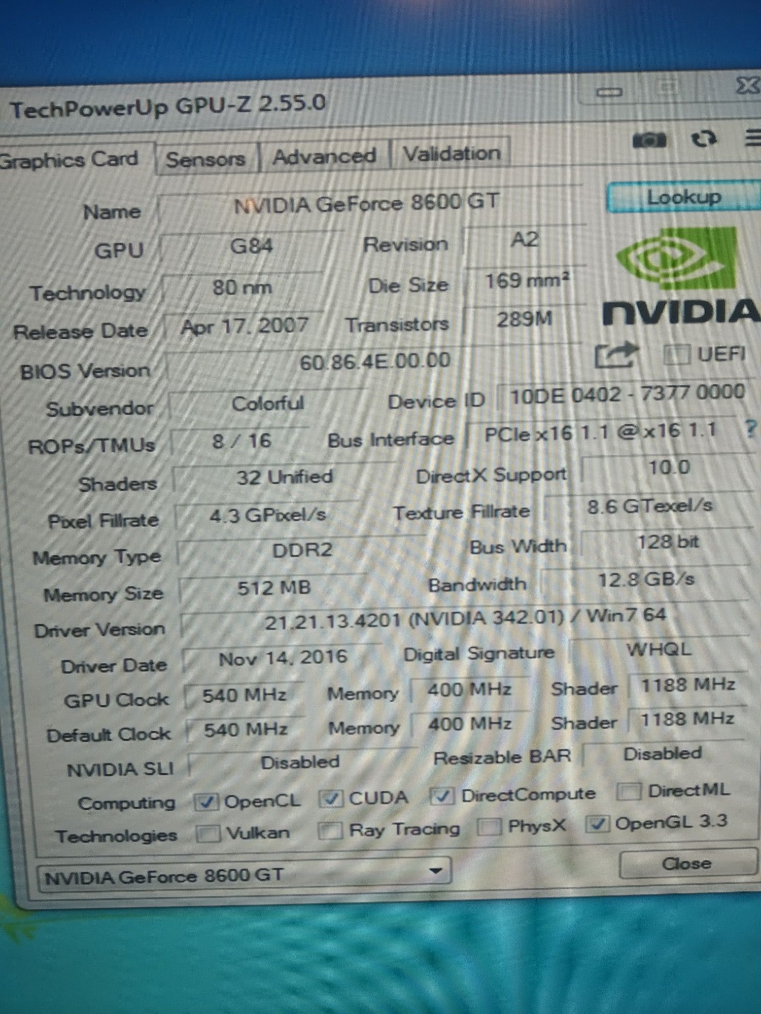 GeForce 8600 GT продам