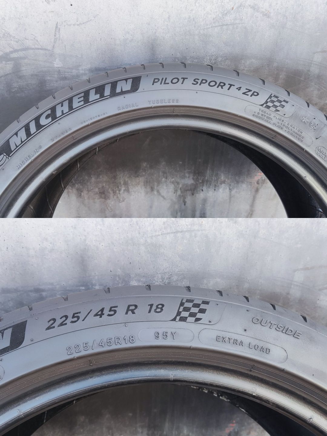2бр. летни гуми 225/45/18 Michelin Pilot Sport 4, ZP,  runflat 
дот22