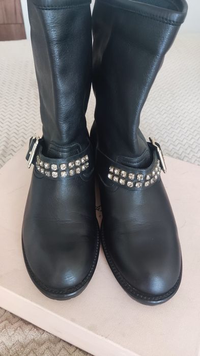 Pinko Разкошни кожени боти Оригинални с подарък кожена чанта