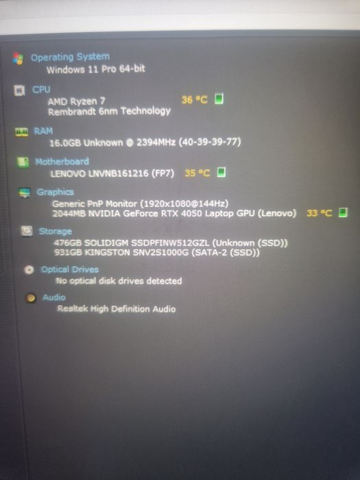 Laptop gaming lenovo legion ryzen 7 7435HS,  rtx 4050 , 16 GB,  1.5 TB