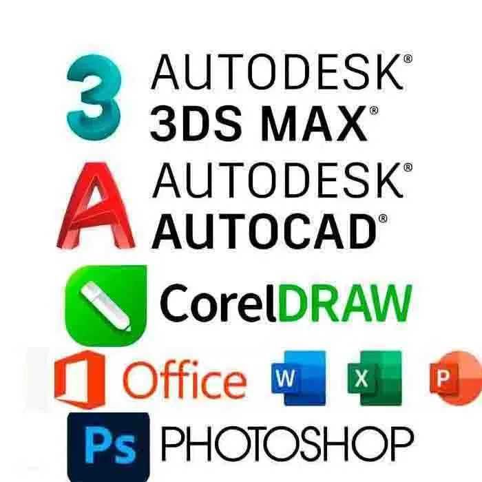 Установка  1С Автокад Photoshop 3D Max Corel Программ Ворд Ексель