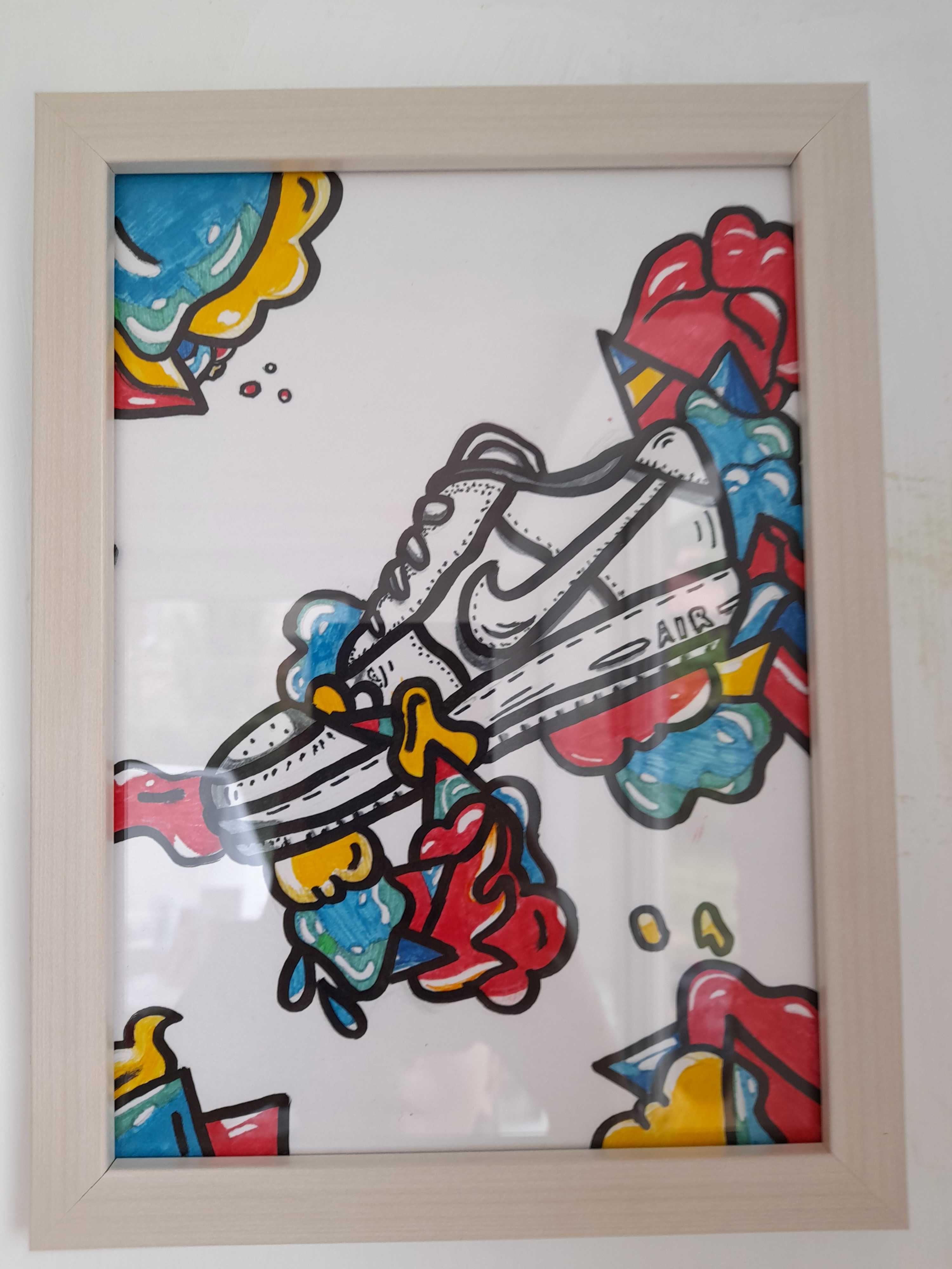 ръчно оцветена картина в рамка 
 "Sneaker Pop"