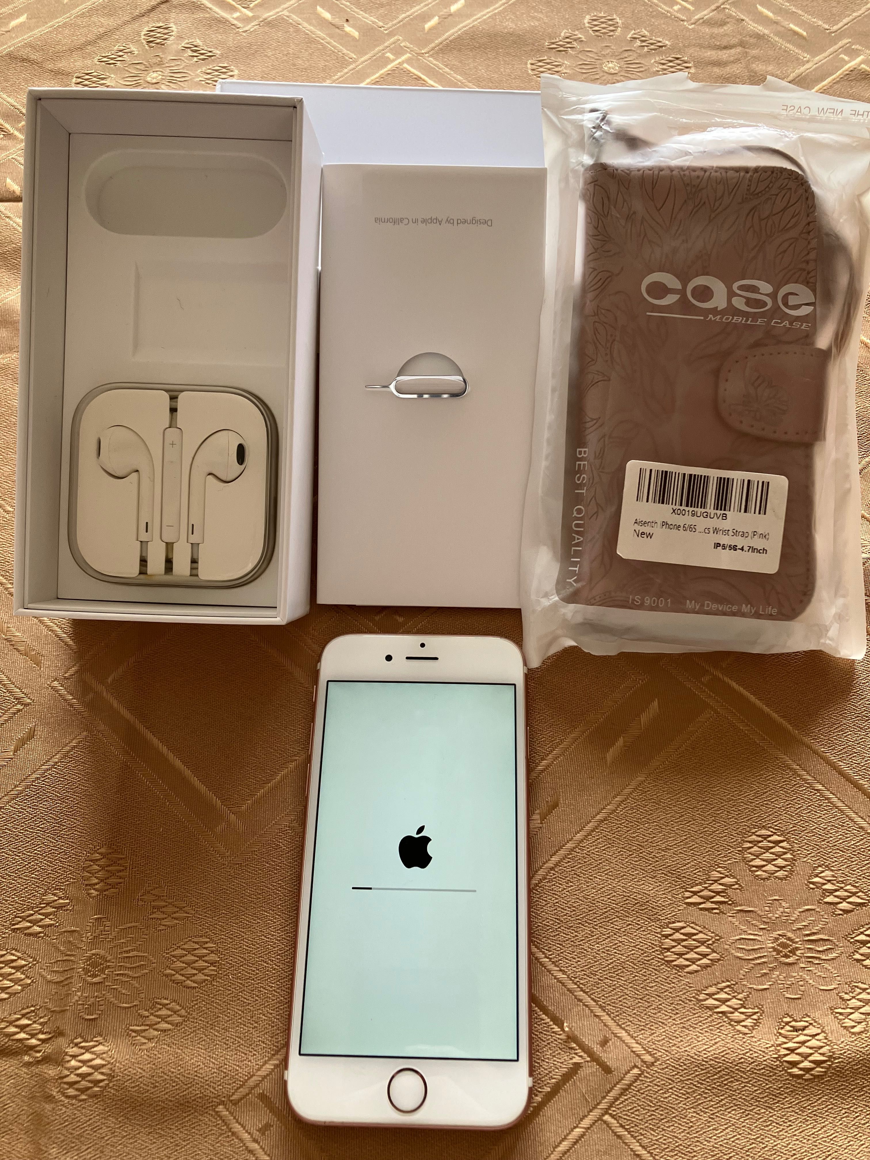 Продавам iPhone 6s в цвят розово с калъф