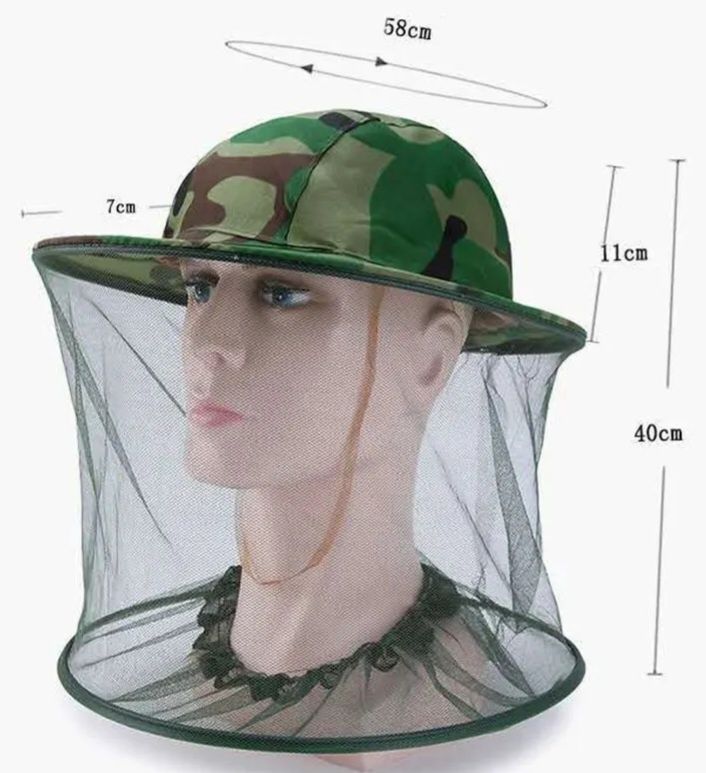Нова защитна шапка с мрежа за пчелари и рибари