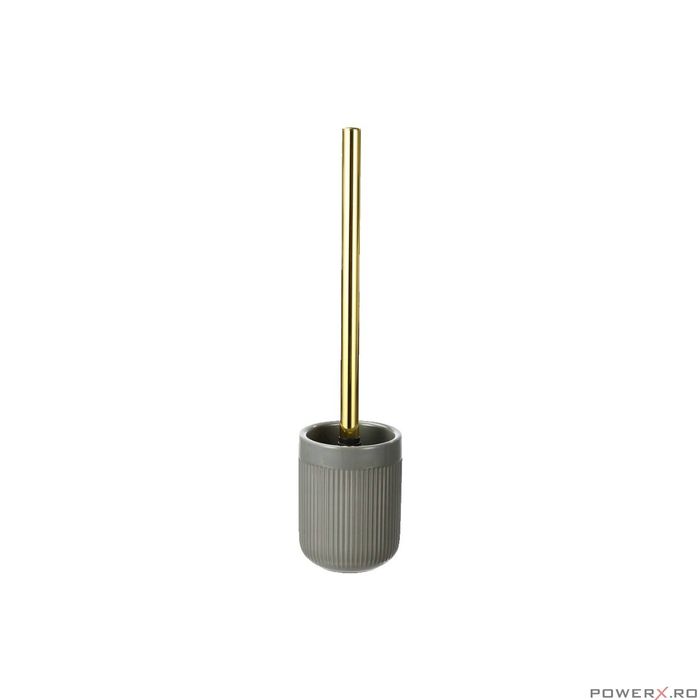 Perie wc cu suport din ceramica, gri, design modern, model Athena,