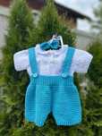 Costum crosetat cu cravata bebe botez, 0-6 luni, calitate excelenta