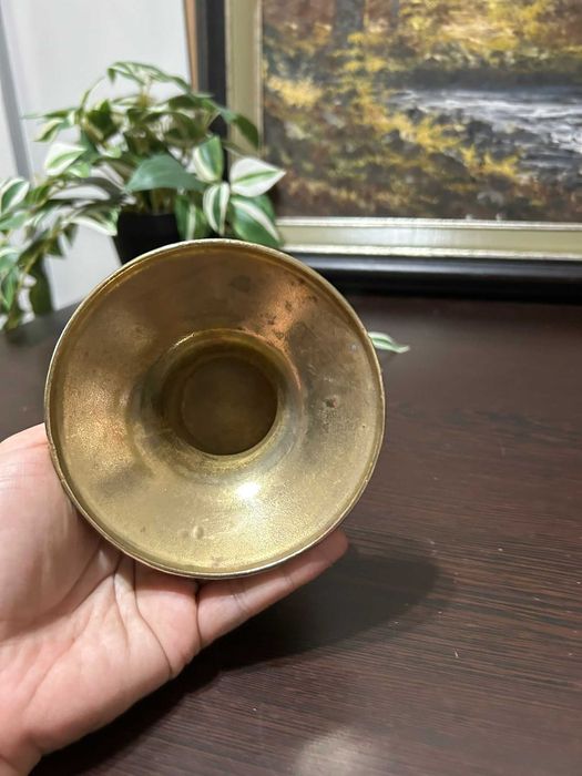 MA058 Sfesnic masiv de bronz 350g 8cm diametru lumanare si 12 cm baza