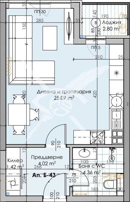 Едностаен апартамент в Кършияка 441 - 15732