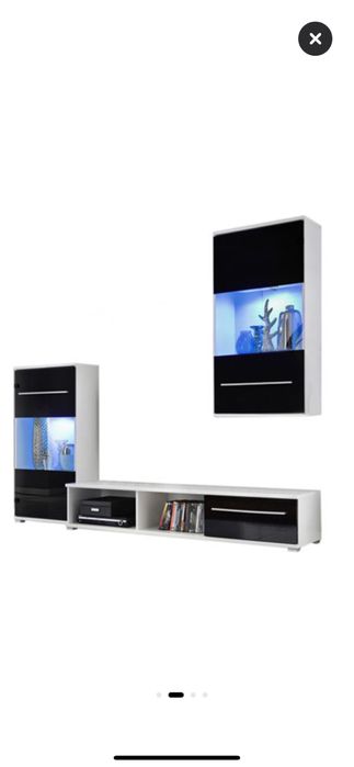 Living Kring Praga cu lumini, 230 x 195 x 43 cm, Alb/Negru Lucios